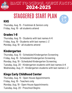 Staggered Start Schedule for 2024-2025